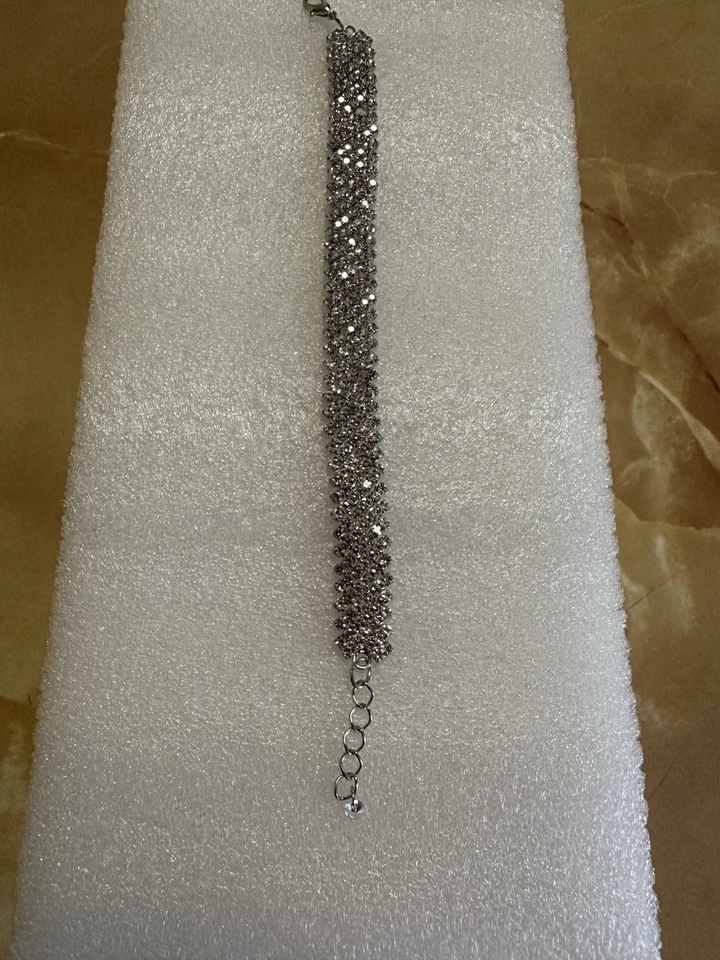 Swarovski Crystal Baguette Bracelet White Gold Over Crystal 7.5 Inches New - Image 2 of 2