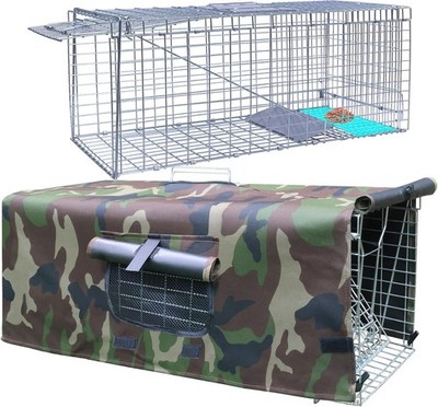 Live Anmials Trap Cage with Cover, Cover with Mesh Window for 1-2 Door, 32 In...