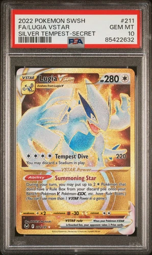2022 Pokemon Sword & Shield Silver Tempest Lugia VSTAR Secret Fa PSA 10 #211