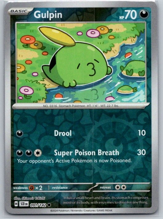 Gulpin 91/142 Common Stellar Crown Pokemon Reverse Holo Near Mint