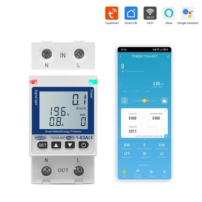 Smart Life Tuya WiFi Circuit Breaker 63A 110V 220V kWh Meter Timer Protection