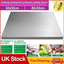 Satin Stainless Steel Folded Edge Worktop Saver Counter Protector Chopping Board