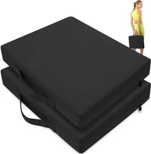 2 Pcs Stadium Seat Cushions 16.92 inches x 13.39 x 2.56 inches, Black 
