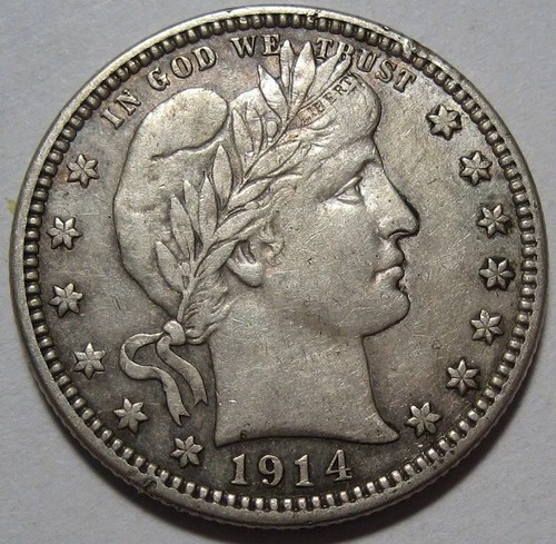 1914-P Barber Quarter — photo from the most recent tracked eBay sale
