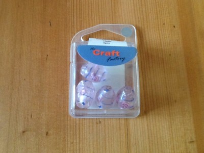 The Craft Factory Glas Rose Lampenfass Perlen - 4er Pack Perlen 13mm Basteln