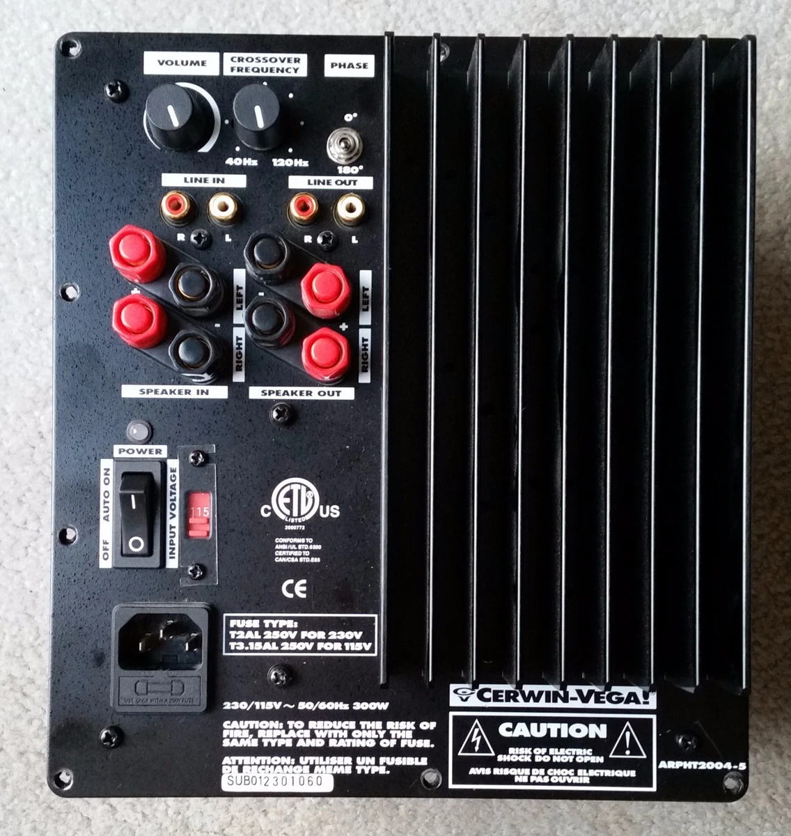 CerwinVega V10S 200 Watt Subwoofer Plate Amplifier, 44 OFF
