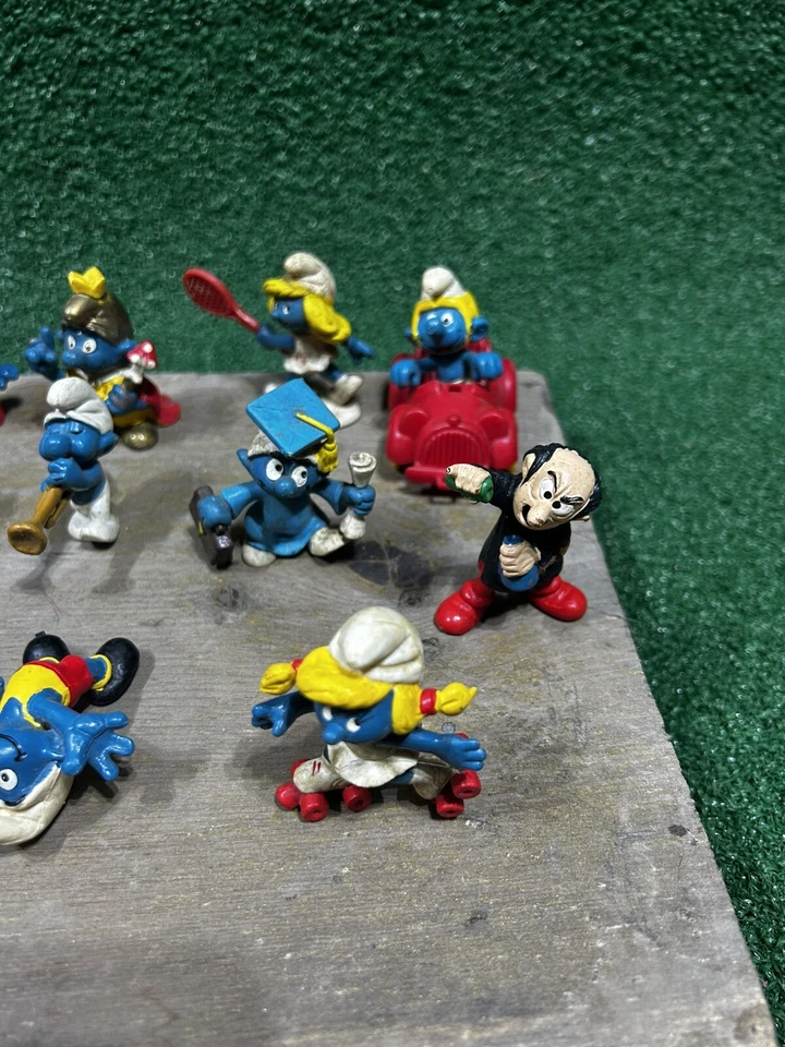 Lote de 14 figuras/juguetes pitufos de colección años 70 80 90 pitufo juguete lote como está Foto 2 de 4