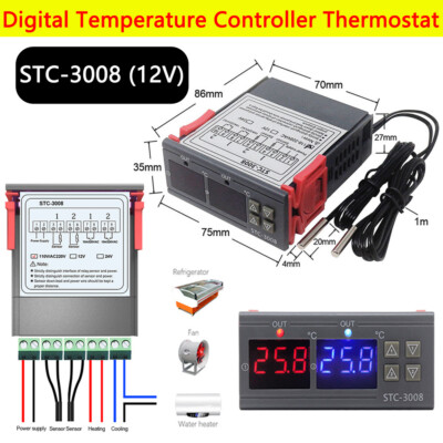 STC-3028 (12V) Digitaler Temperaturregler Sensor Thermostat STC-3000 (24V/240W)