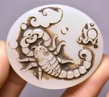 5CM alter chinesischer weißer Jade-Skorpion-Bestien-Amulett-Anhänger