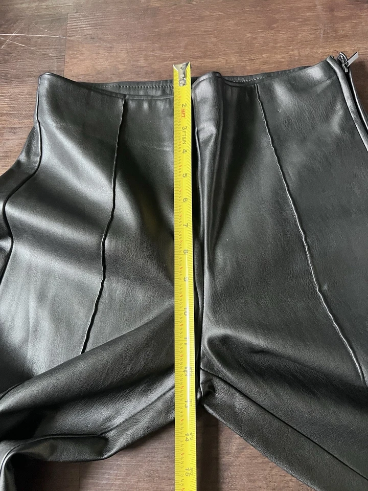 Zara Womens Vegan Leather Pants Skinny High Rise Side Zip Ankle Slits Black Sz M - Image 4 of 4