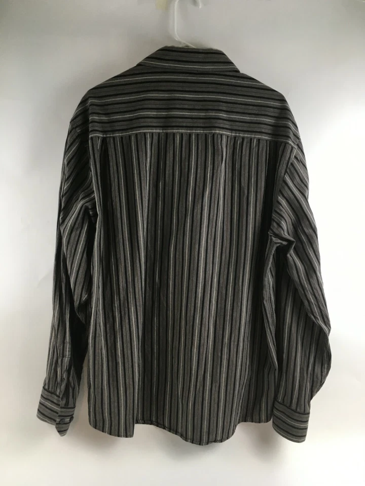 Camisa Michael Brandon Para Hombre Talla XXL Abotonada Manga Larga Bordada Rayas Foto 2 de 4