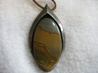 2.75" Artisan Signed Sterling JM Owyhee Picture Jasper Pendant Leather Necklace