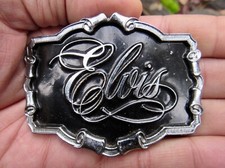 Vtg ELVIS Belt Buckle 1981 Guitar Man RCA Album ART Jarvis ROCK Music RARE VG