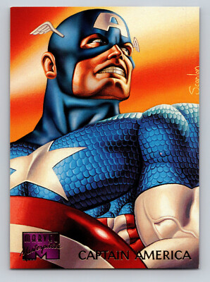 Fleer 1995 Marvel Masterpieces #18 Captain America Card MCU Avengers Scanlan