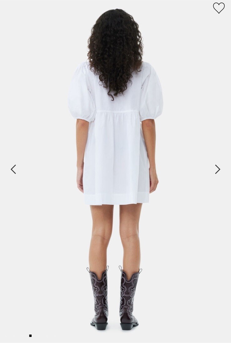 GANNI ワンピース COTTON POPLIN TIE STRING MINI DRESS Bright White White Cotton Poplin Tie String Mini Dress