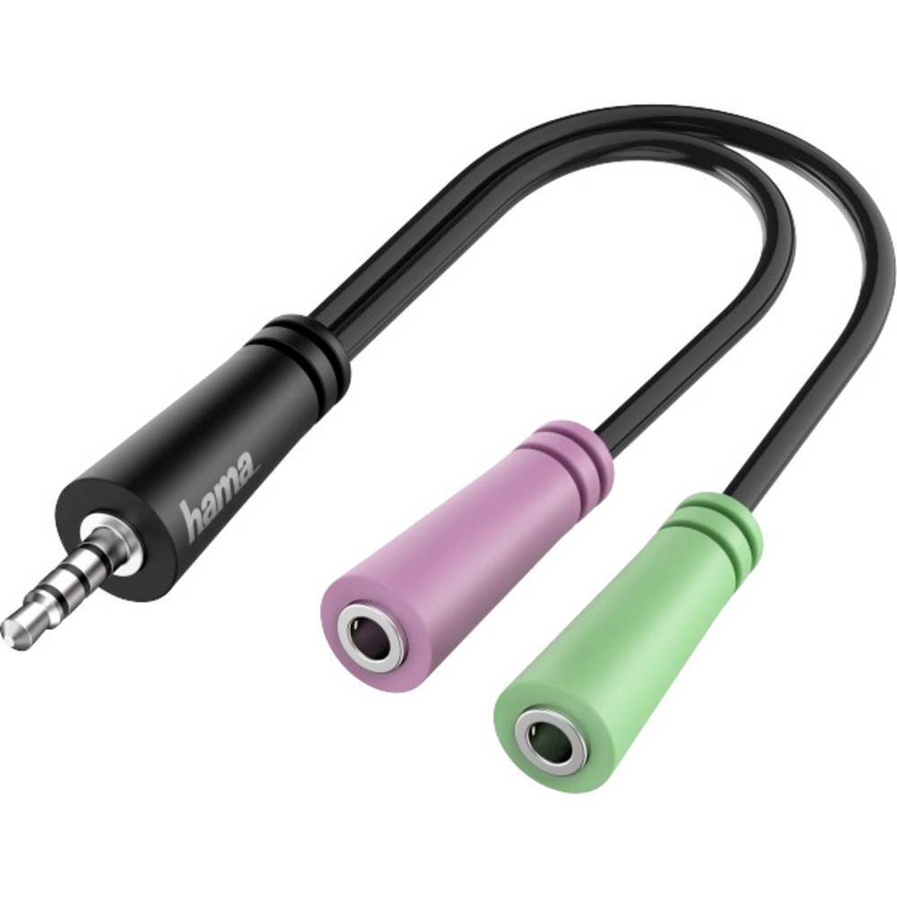 Thumbnail - Hama 00200352 Audio-adapter, 4pol. 3,5-mm-klinke-stecker - 2x 3pol.