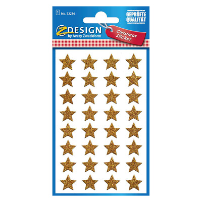 Avery Zweckform Etiketten Aufkleber Sticker Weihnachtssterne gold 32 Stück Deko