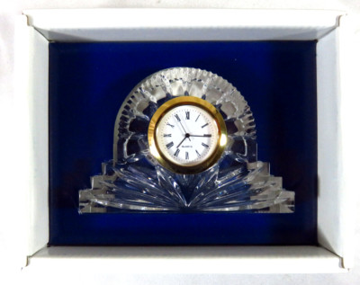 Royal Limited 24% Czech Lead Crystal Desk/Mantle/Shelf Clock - NEW IN BOX