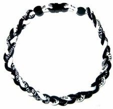 3 Rope Tornado Twist Braided Baseball Softball Necklace 18" 20" Black White