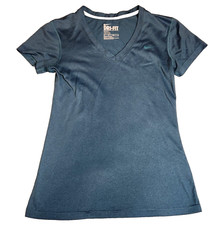 Nike Womens Dri Fit T-Shirt Sz XS Blue V-Neck Short Sleeve Regular Fit Swoosh