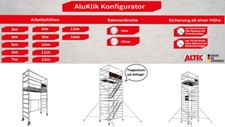 ALTEC AluKlik  3-14m Höhe Alu Gerüst Roll- Fahr- Faltgerüst 70- oder 135cm breit