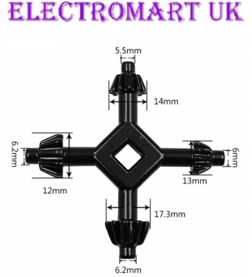 4 IN 1 UNIVERSAL BOHRER ELEKTROWERKZEUG FUTTER SCHLÜSSEL 1/4'' 3/8'' 1/2'' 5/8'' FUTTER GRÖßEN