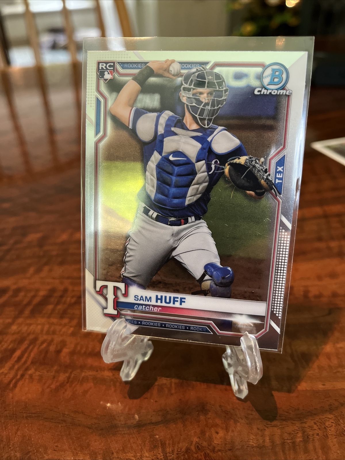 2021 Bowman Chrome SAM HUFF RC Texas Rangers #91 Rookie