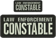 LAW E CONSTABLE EMB PATCH 4X10 AND 2X5 HOOK ON BACK BLK/SILVER