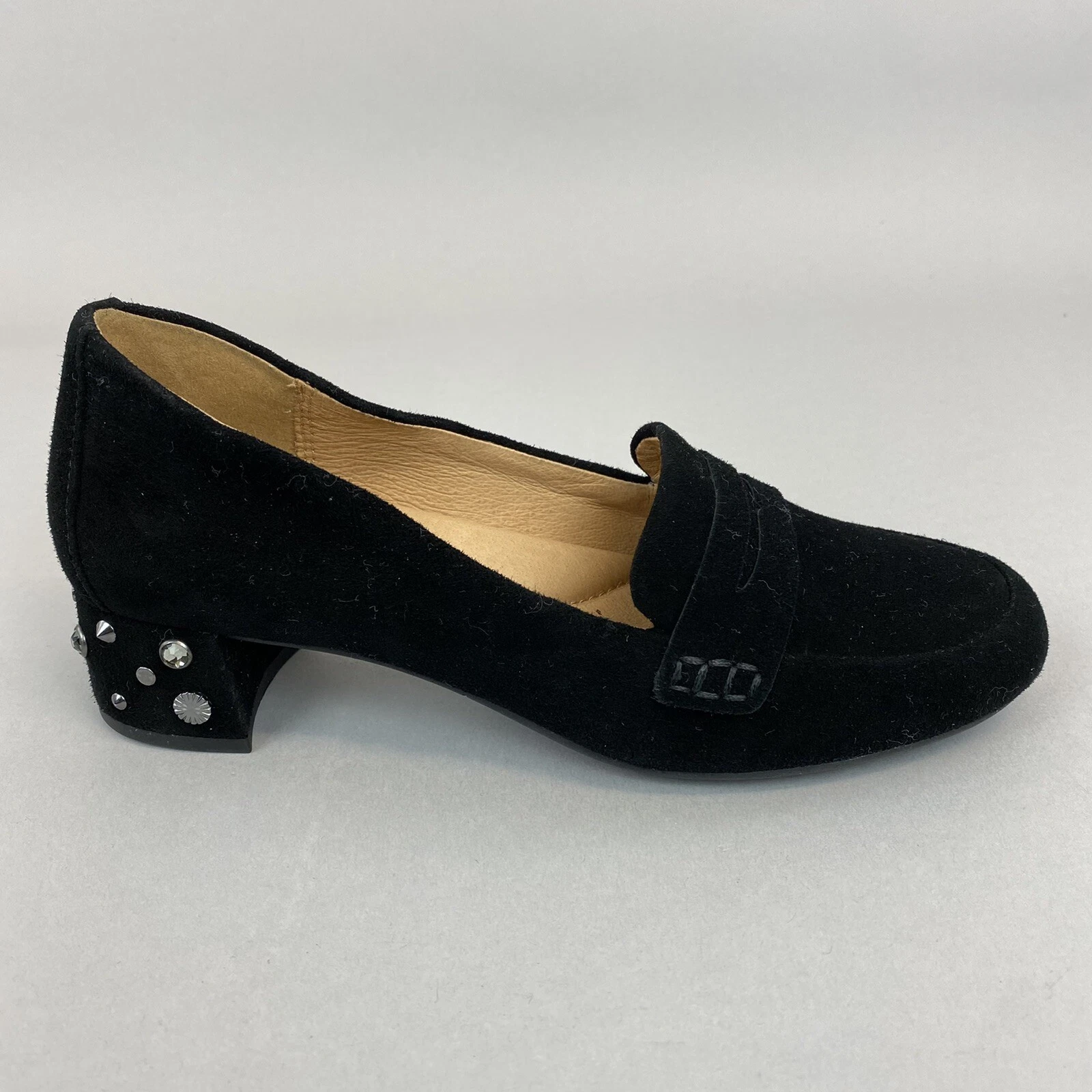 Mocassini scarpe da campo slip on tacco slip on borchie Ugg Elise nero pelle scamosciata US6 UK4 4 5