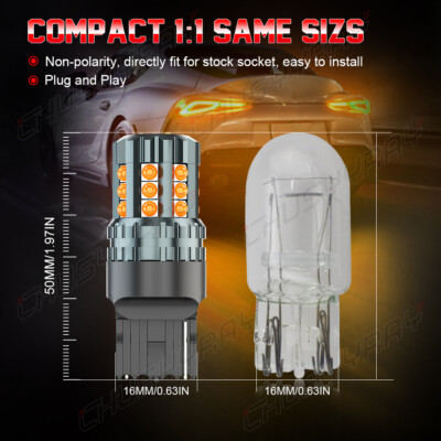 2X CHUSYYRAY Super Amber Yellow 7440 7443 7441 7444 LED Turn