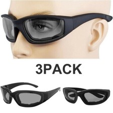Motorcycle Padded Foam Wind Resistant Riding Glasses Sunglasses Gray Flash Lens