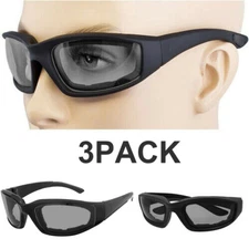 3x Chopper Padded Riding Glasses Motorcycle Sunglasses Windproof Goggles Anti UV
