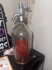 Vintage Glass Seltzer Bottle Cairo Illinois Coca-Cola Bottling Co Metal Siphon