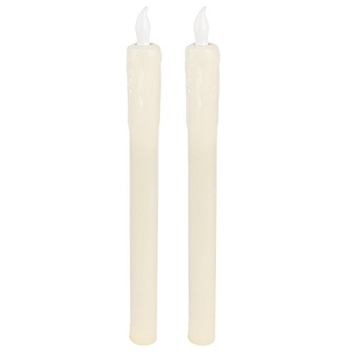 Bougies LED en cire véritable blanche de 25 cm à effet vacillant lot de 2