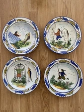Vintage Italian Vietri “Upside Down World” Plates- Set of 4