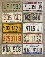 10 Pack of Rustic/Worn License Plates From ILLINOIS