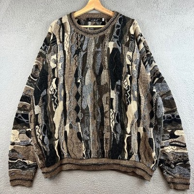 Protege Collection Mens 4X 3D Textured Knit Sweater Abstract Vintage Made in USA