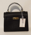 New Women's The Statement Bag Black Faux Leather Luxury Look Vegan Purse Handbag