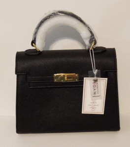 New Women's The Statement Bag Black Faux Leather Luxury Look Vegan Purse Handbag