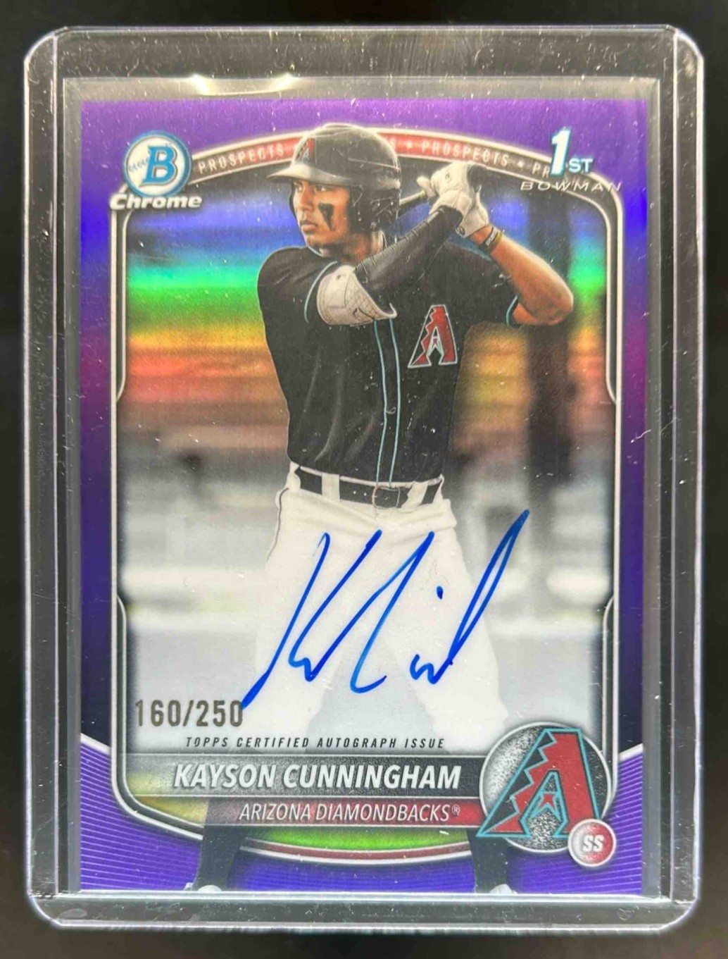2025 Bowman Draft Kayson Cunningham Chrome Auto Purple Refractor 1st #/250
