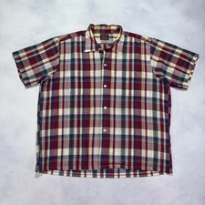 Vintage 70s Sears Perma Prest Shirt Men's XL Plaid Short Sleeve Button Down 60s