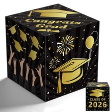 Graduation Decorations 2026 - Black Gold Graduation Card Box for Graduation De.