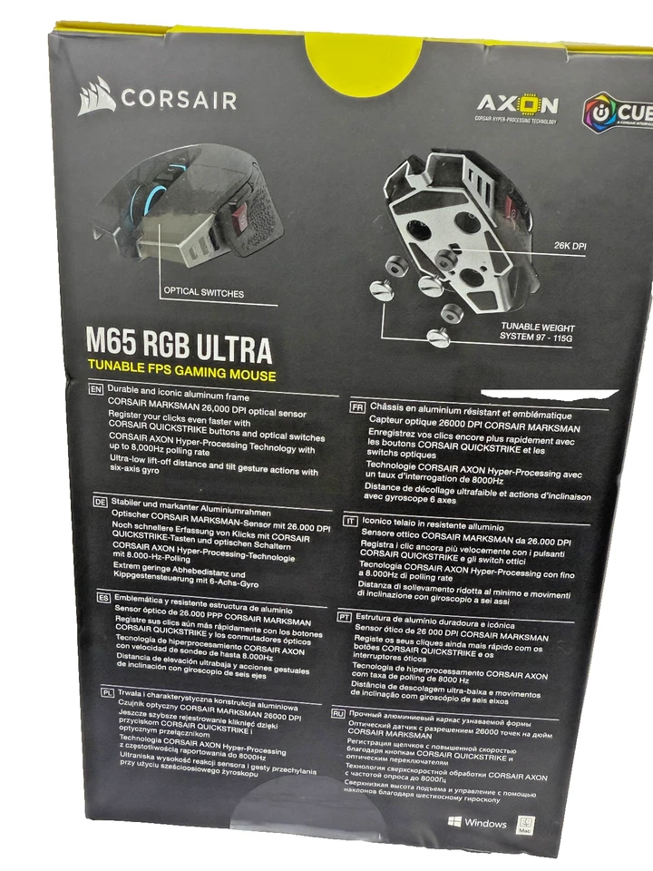 Corsair M65 RGB ULTRA Mouse Gaming Right-hand USB Type-A Optical 26000 DPI BNIB - Image 2 of 4