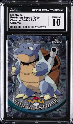 2000 POKEMON TOPPS CHROME SER 1 CHROME #9 BLASTOISE CGC 10 GEM MINT