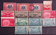 LOTE DE SELLOS DE ENTREGA ESPECIAL Y CORREO AÉREO DE ESTADOS UNIDOS 1936-1947 PARA LIMPIAR USADOS USAM1