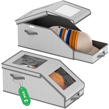 Hat Organizer for Baseball Caps, Holds up to 30 Caps,Stackable Pull-out Clo...