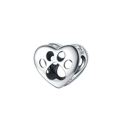 Glänzender Zirkon Welpe Wolf Charms Hund Kralle Knochen Clip Perlen Sicherheitskette Anhänger Fi