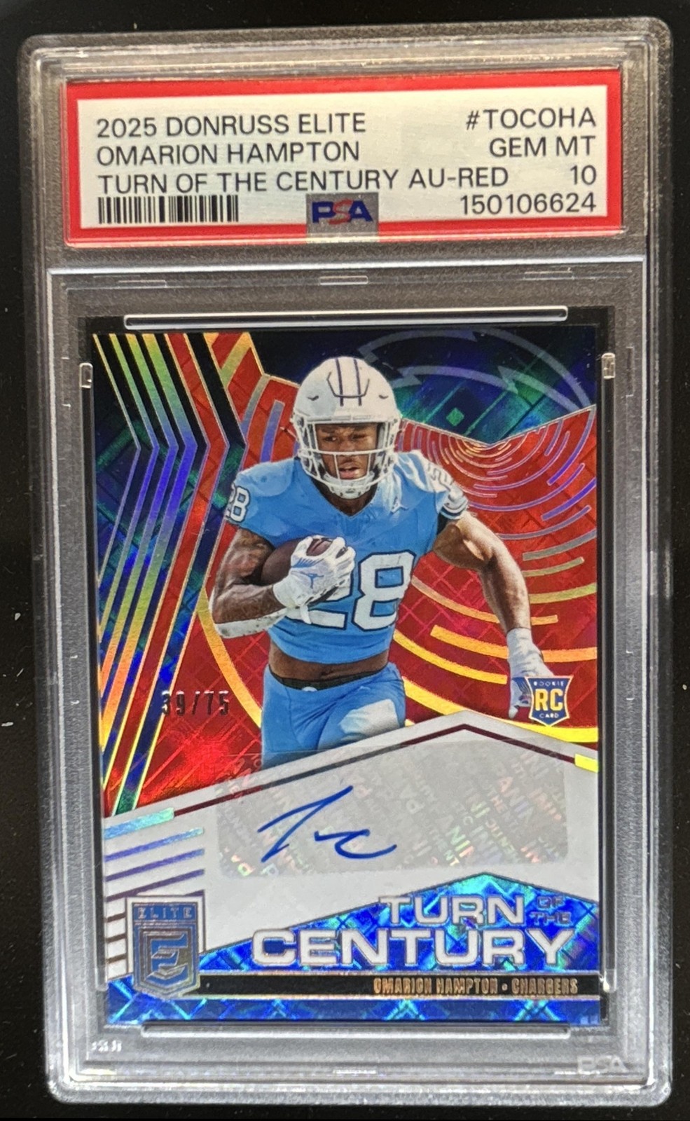Omarion Hampton Panini Donruss Elite Turn of the Century Autographs #TOCOHA Red
