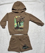 H M Jurassic World Tyrannosaurus Rex 2-Piece Hoodie Shorts Set 3T Brown