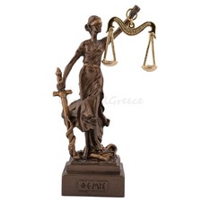 Statue déesse grecque Themis finition placage 5,7" - 14,8 cm fonte marbre jus...